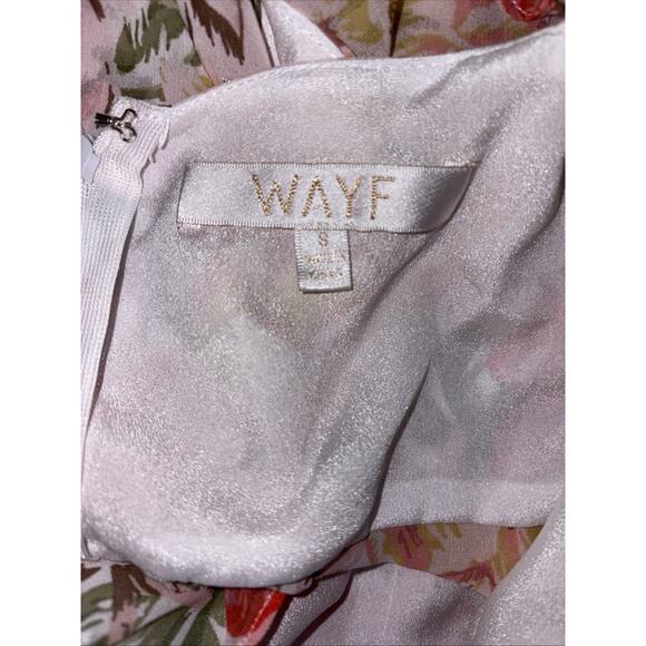 WAYF Floral Chiffon Ruffle Cutout Maxi Dress Romatic Tiered Pink Fairy Whimsy Sm - Picture 15 of 16